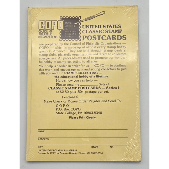 United States Classic Stamp Postcards COPO Series 1 Sealed USA Postcard - Picture 2 of 2